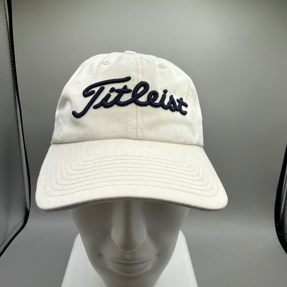 Titleist Script Logo Golf Hat Mens OSFA White Adjustable Cotton Baseball Cap